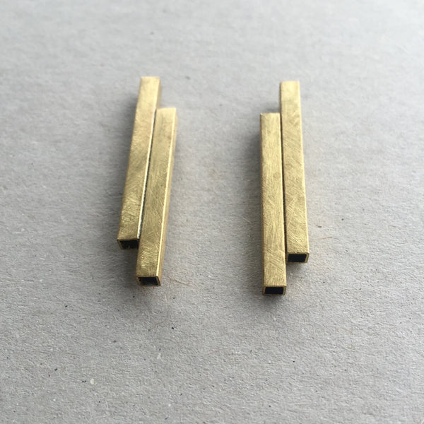 Geo tube gold earrings