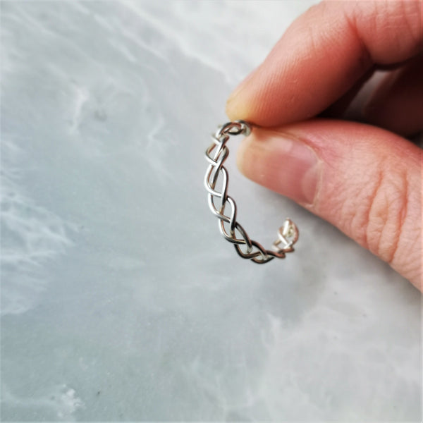 Solid silver plait hoop earrings
