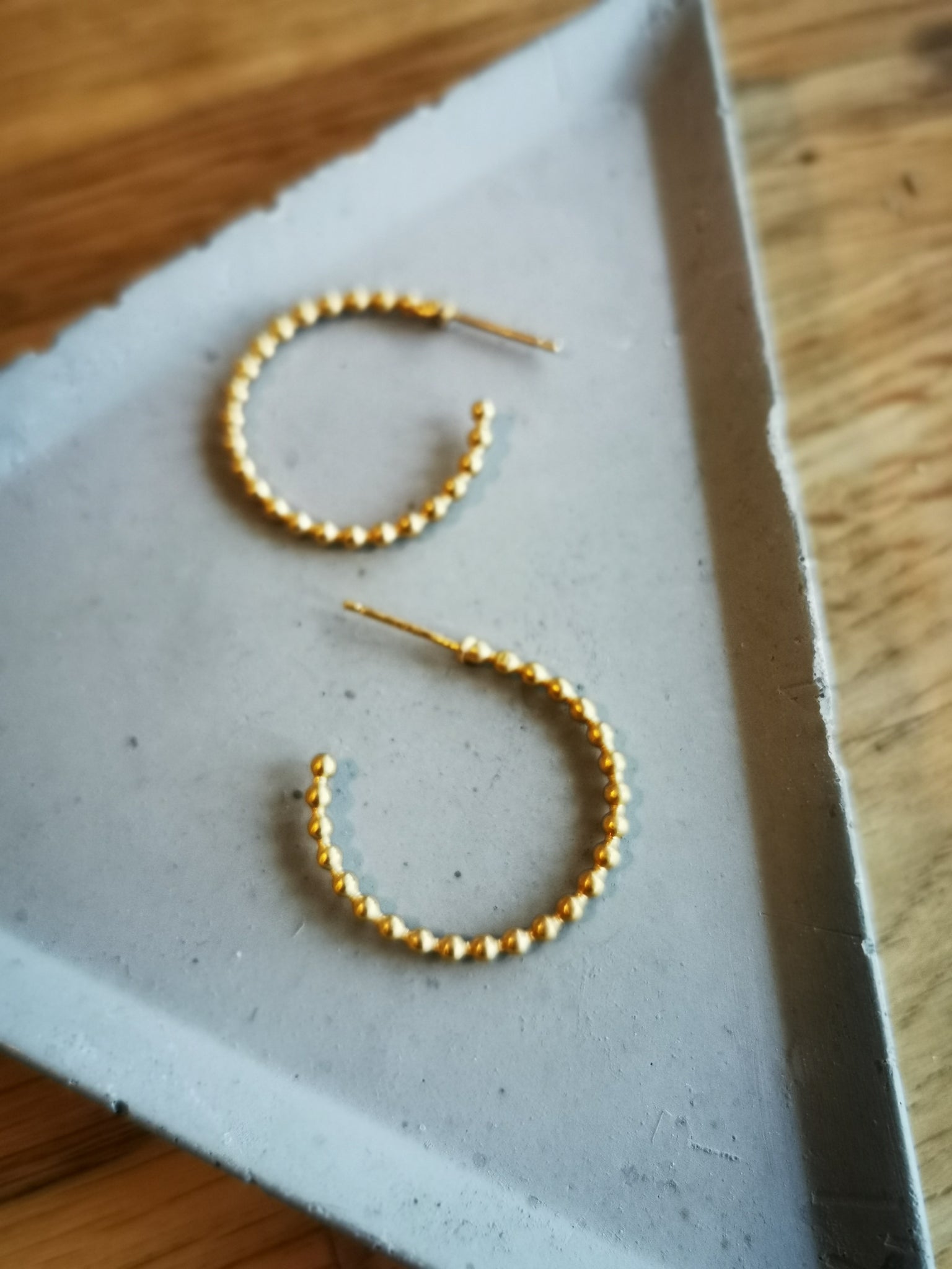 Gold Beaded Hoops