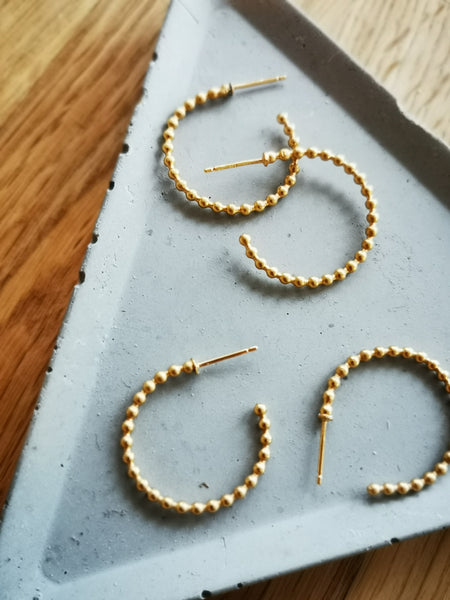 Gold Beaded Hoops