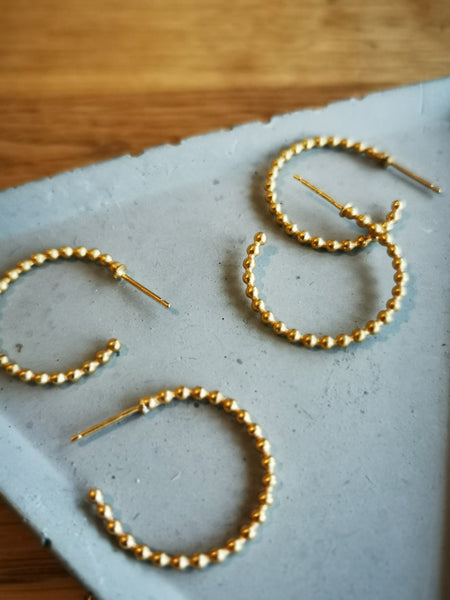 Gold Beaded Hoops