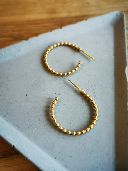 Gold Beaded Hoops