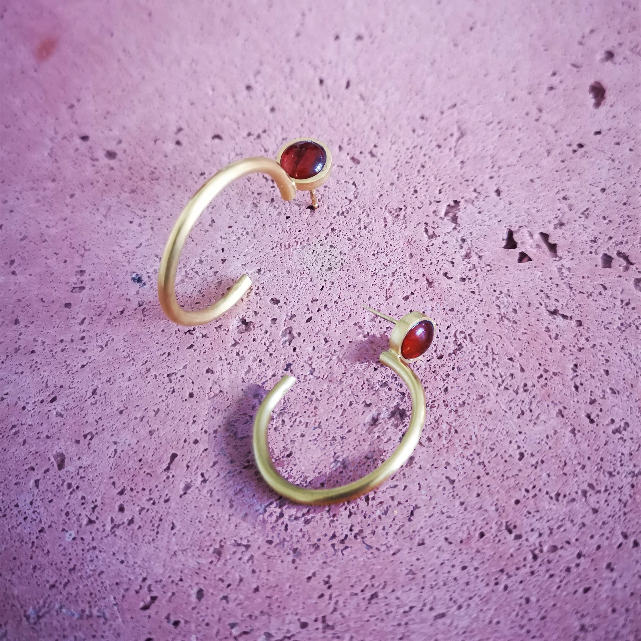 Gemstone Hoop Earrings - Amber