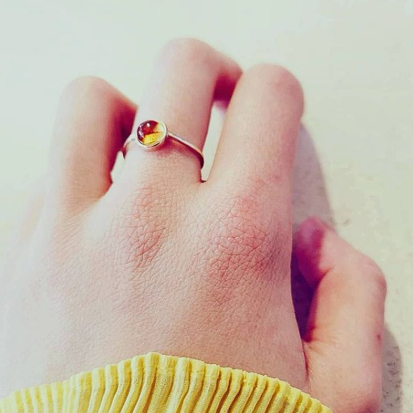 Solid Gold Round Citrine Ring