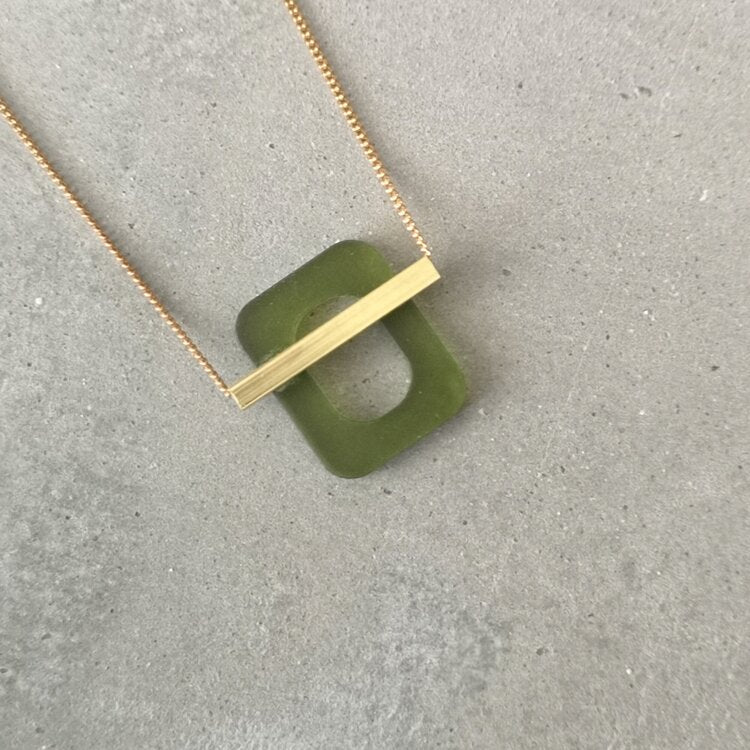 Green and gold deco necklace