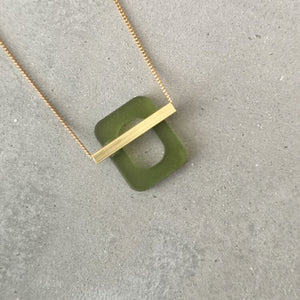 Green and gold deco necklace