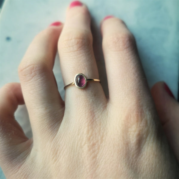 Solid Gold Pink Tourmaline Oval Ring