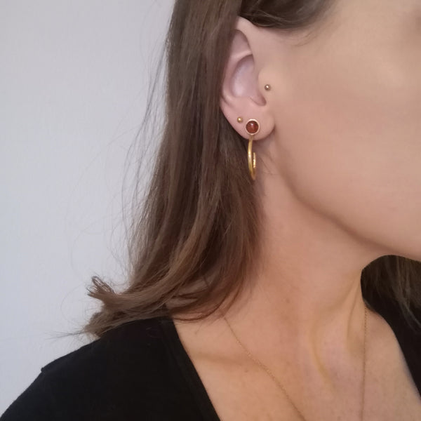 Gemstone Hoop Earrings - Amber
