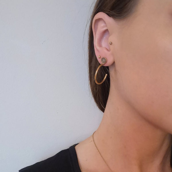 Gemstone Hoop Earrings - Rose Quartz