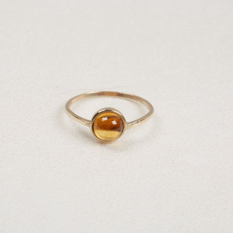 Simple minimal solid gold yellow citrine ring